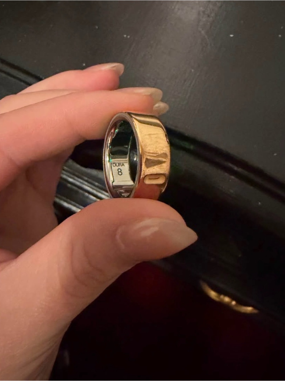 Gold Tone Wide Band Ring - Size 8